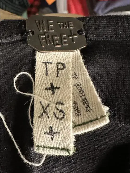 We The Free black long sleeve lace-up fitted top Size XS - Picture 2 of 5